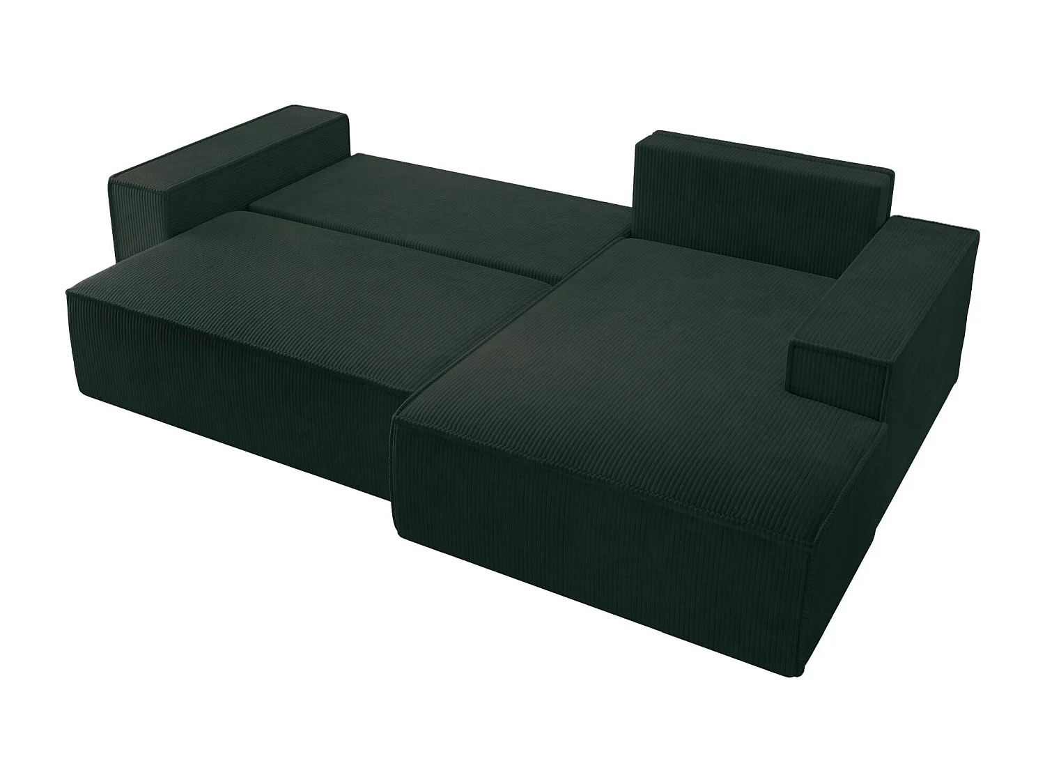 Canapé d’ convertible en velours côtelé avec coffre – vert – droit – FARESE NEW