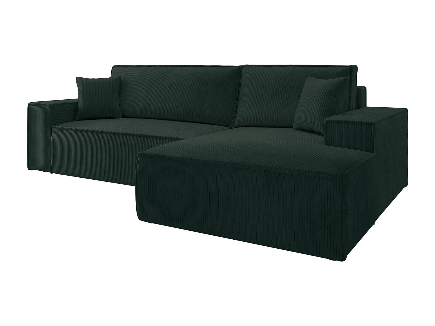 Canapé d’ convertible en velours côtelé avec coffre – vert – droit – FARESE NEW