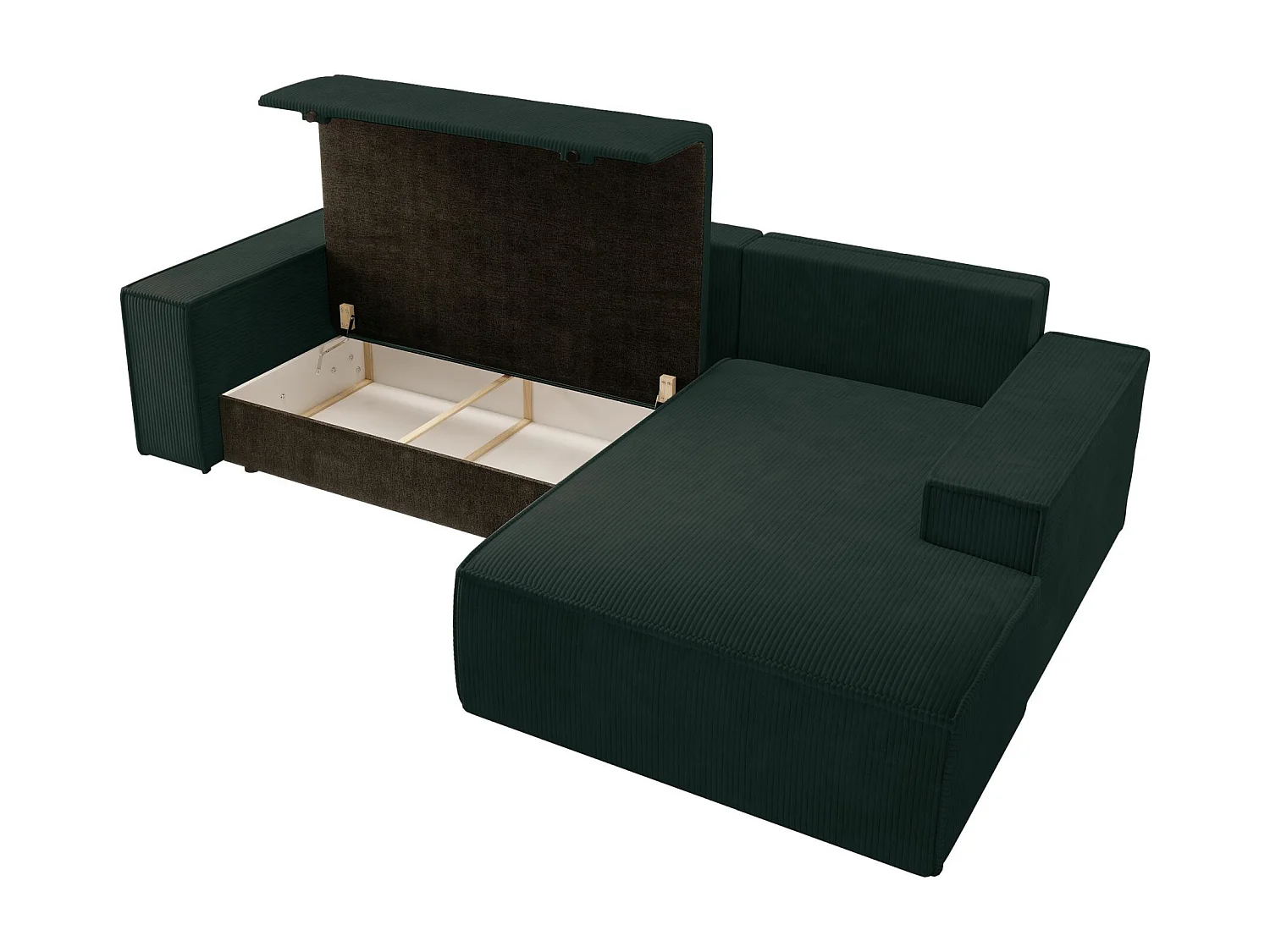 Canapé d’ convertible en velours côtelé avec coffre – vert – droit – FARESE NEW