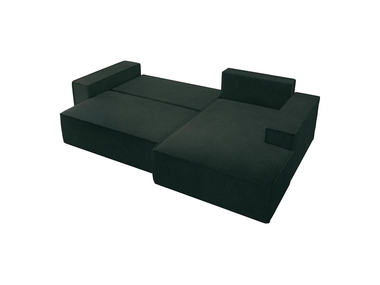 Canapé d’ convertible en velours côtelé avec coffre – vert – droit – FARESE NEW