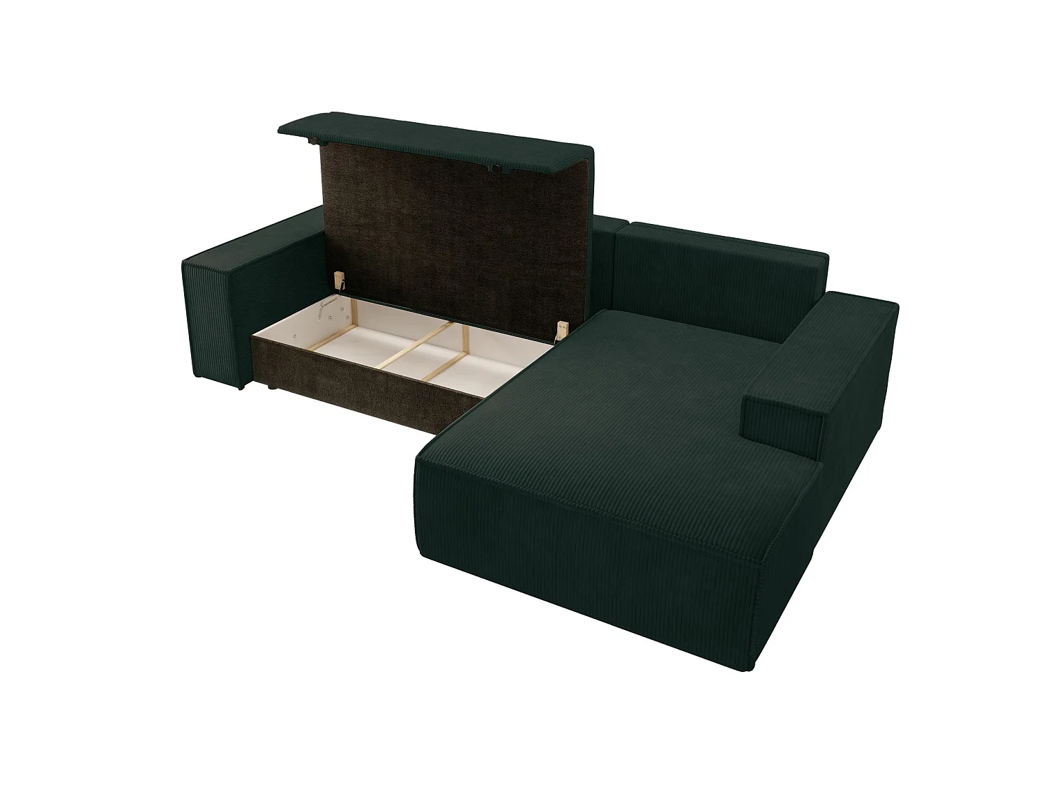 Canapé d’ convertible en velours côtelé avec coffre – vert – droit – FARESE NEW