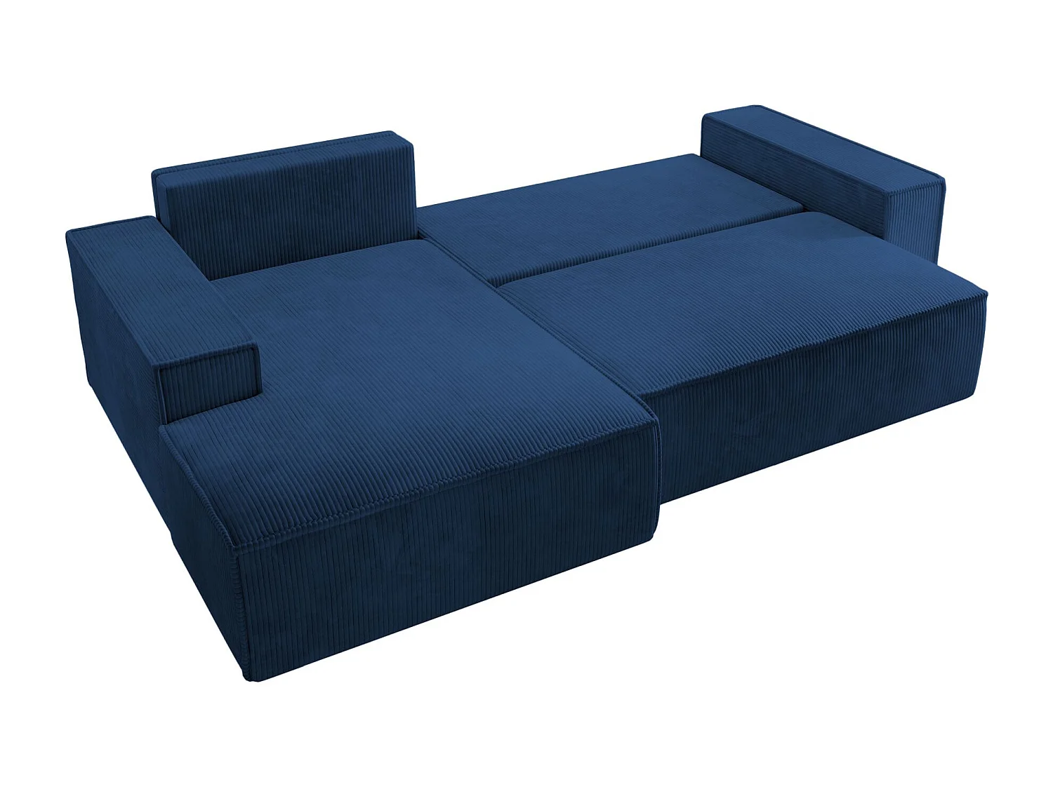 Canapé d’ convertible en velours côtelé avec coffre – bleu marine – gauche – FARESE NEW