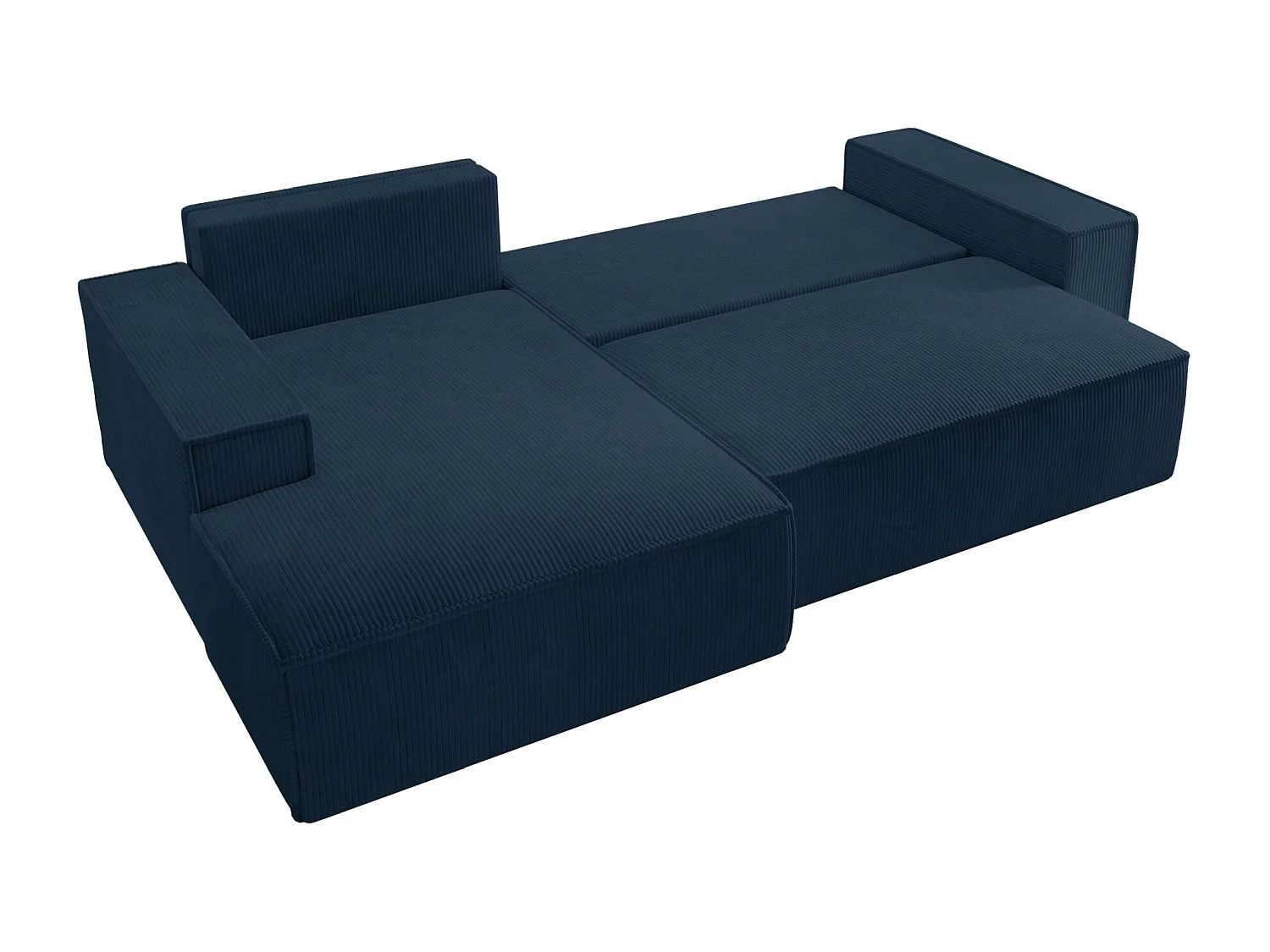 Canapé d’ convertible en velours côtelé avec coffre – bleu marine – gauche – FARESE NEW