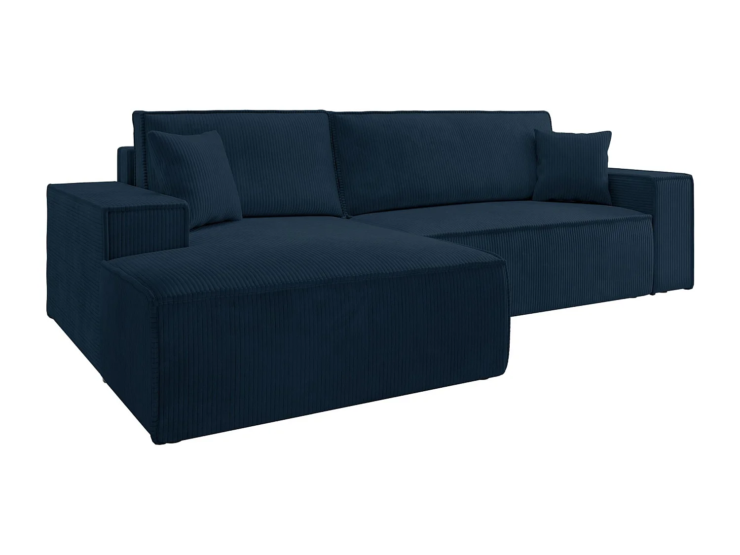 Canapé d’ convertible en velours côtelé avec coffre – bleu marine – gauche – FARESE NEW