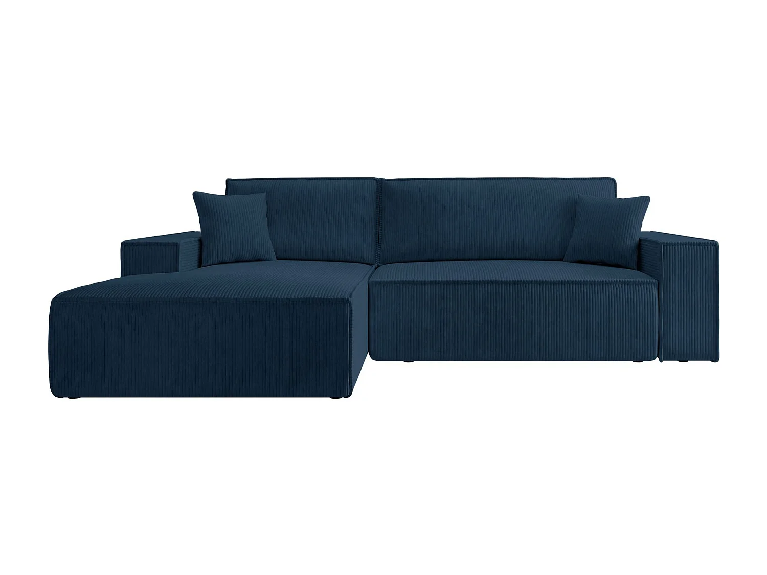 Canapé d’ convertible en velours côtelé avec coffre – bleu marine – gauche – FARESE NEW