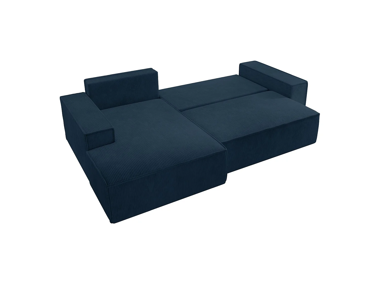 Canapé d’ convertible en velours côtelé avec coffre – bleu marine – gauche – FARESE NEW