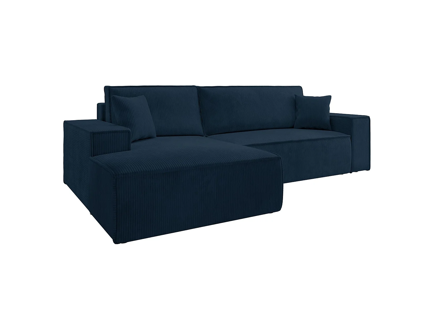 Canapé d’ convertible en velours côtelé avec coffre – bleu marine – gauche – FARESE NEW