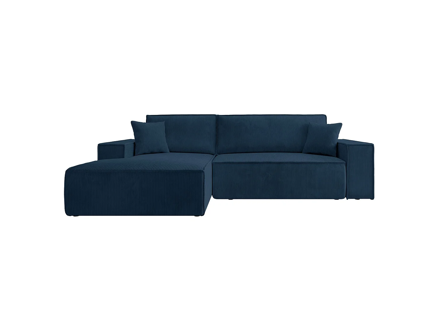 Canapé d’ convertible en velours côtelé avec coffre – bleu marine – gauche – FARESE NEW