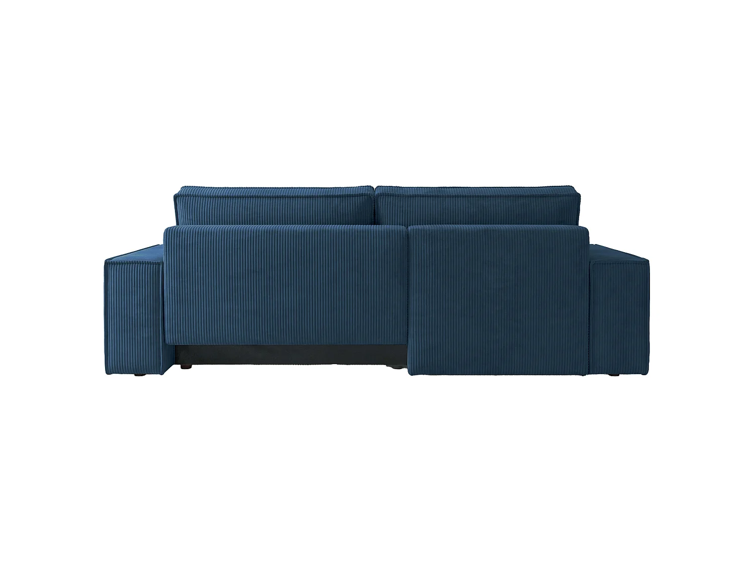 Hoekbank van corduroy met slaapfunctie en opbergruimte – Donkerblauw – Links – Farese New