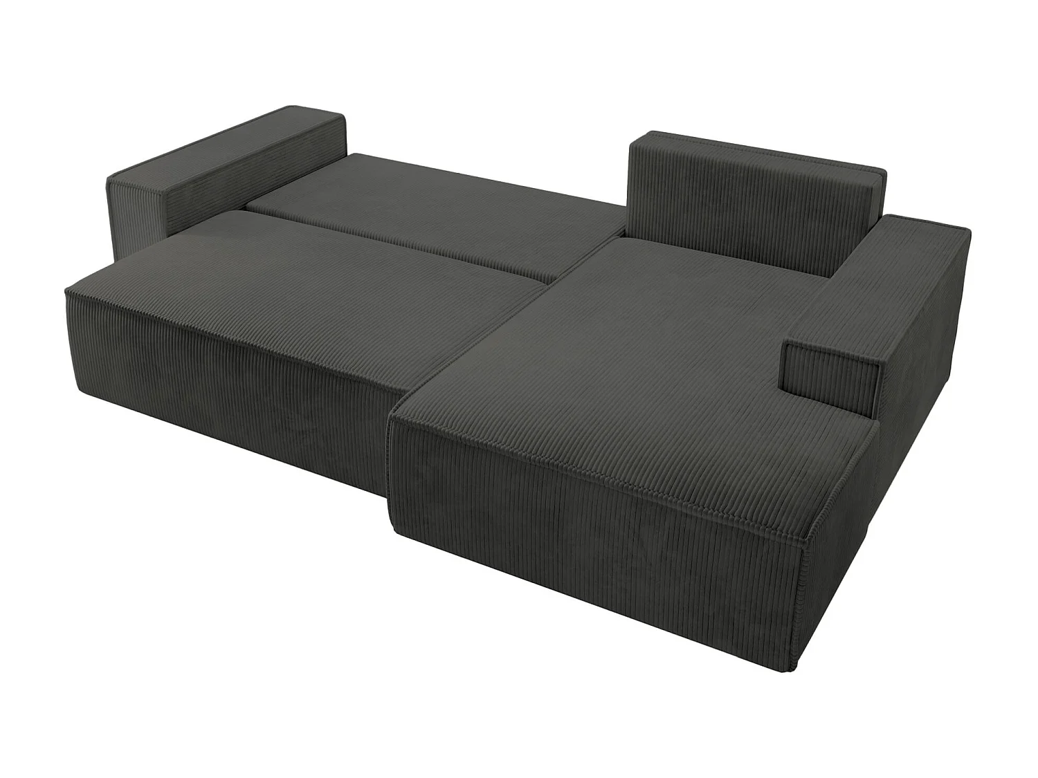 Canapé d’ convertible en velours côtelé avec coffre – gris foncé – droit – FARESE NEW