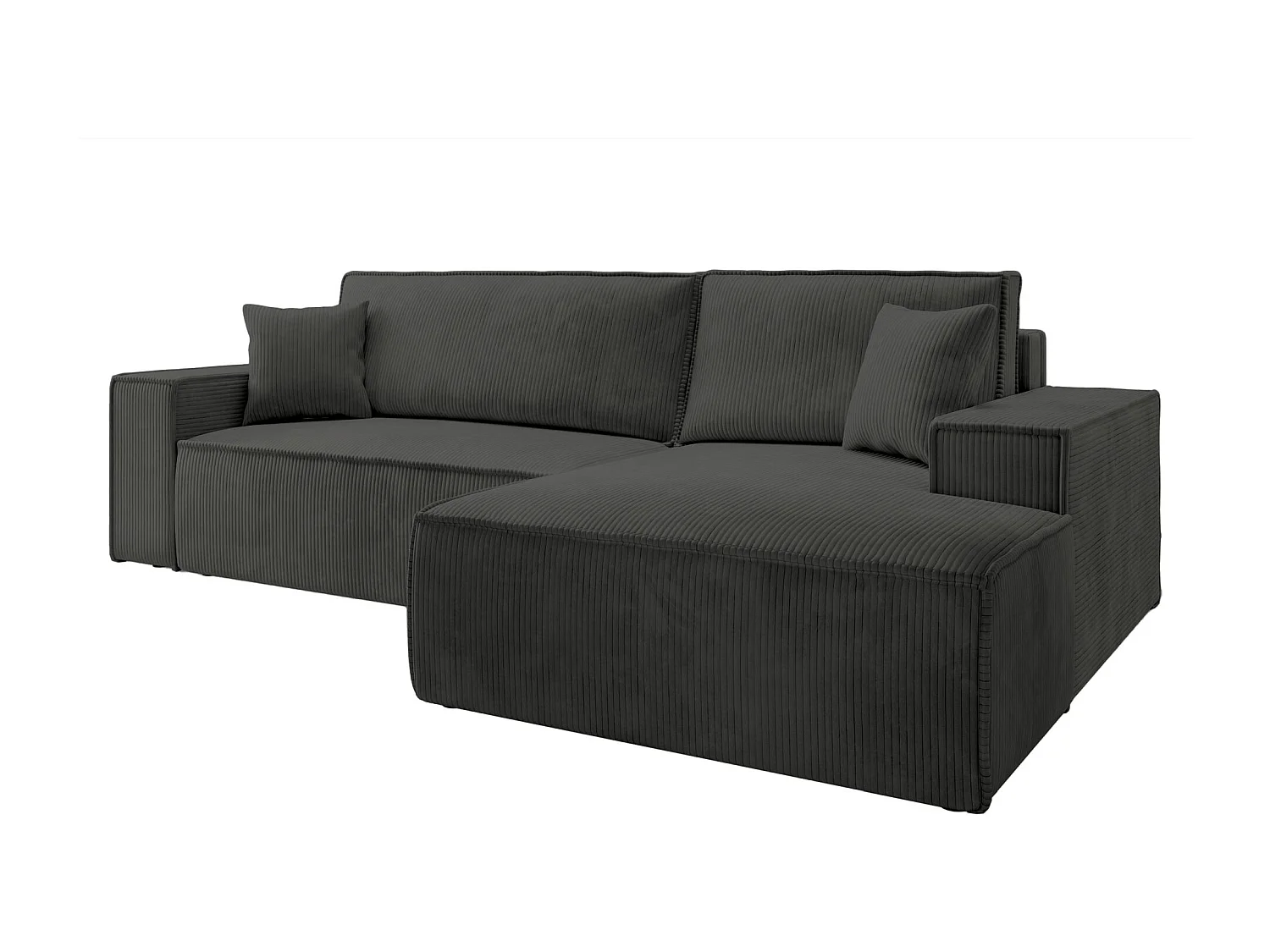 Canapé d’ convertible en velours côtelé avec coffre – gris foncé – droit – FARESE NEW