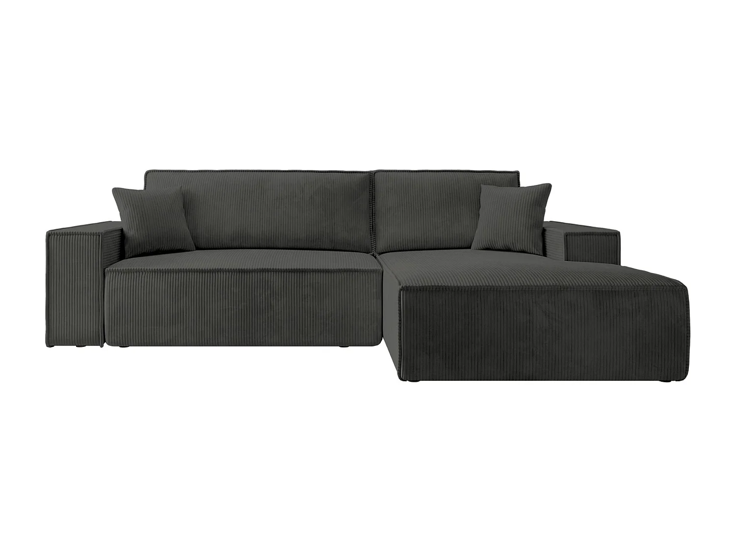 Canapé d’ convertible en velours côtelé avec coffre – gris foncé – droit – FARESE NEW