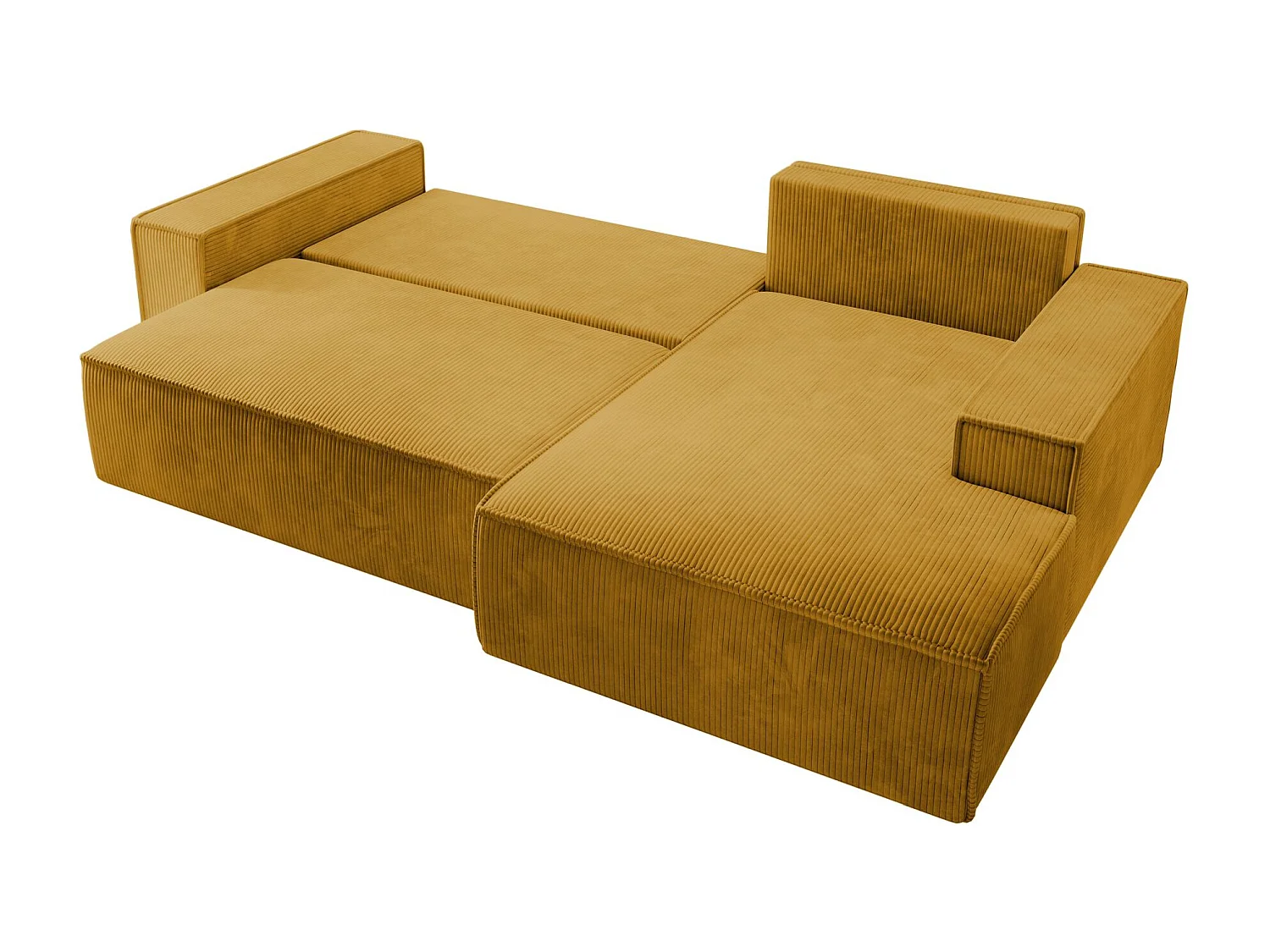 Canapé d’ convertible en velours côtelé avec coffre – jaune moutarde – droit – FARESE NEW