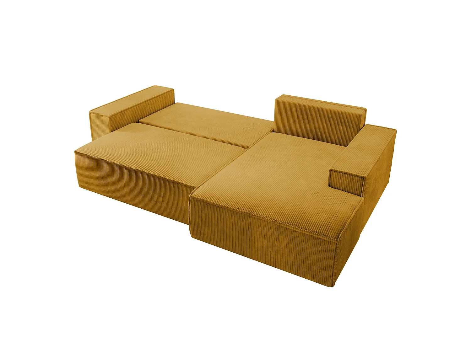 Canapé d’ convertible en velours côtelé avec coffre – jaune moutarde – droit – FARESE NEW