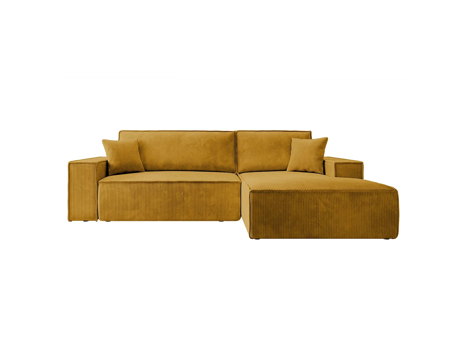 Canapé d’ convertible en velours côtelé avec coffre – jaune moutarde – droit – FARESE NEW