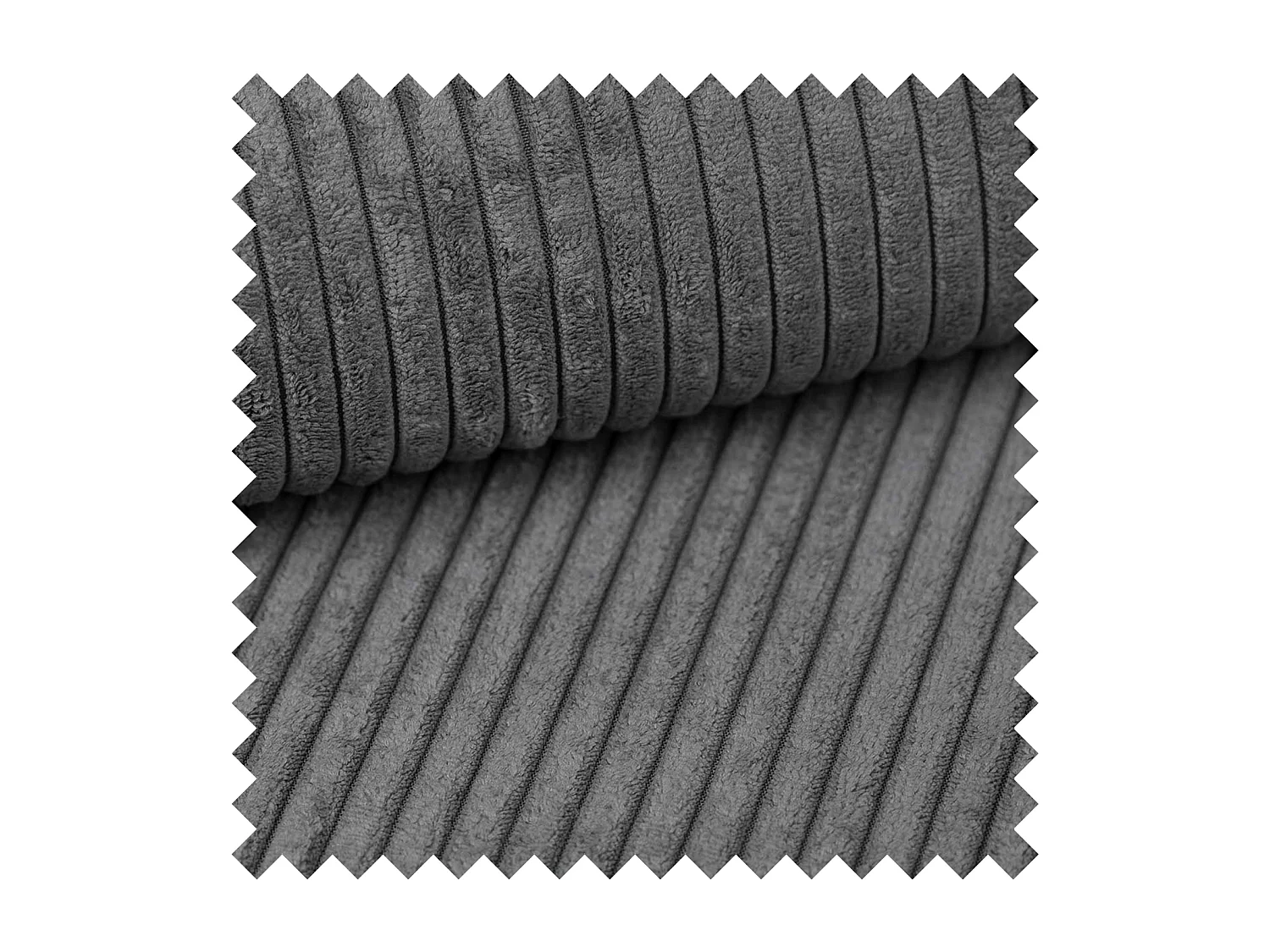 Hoekbank van corduroy met slaapfunctie en opbergruimte – Grijs – Rechts – Farese New