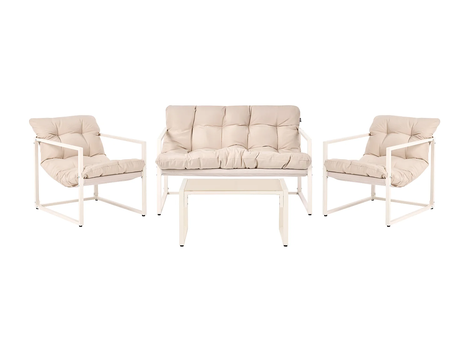 Ensemble de salon de jardin avec table 4 places GARDA Métal Beige