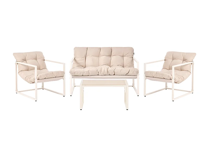 Ensemble de salon de jardin avec table 4 places GARDA Métal Beige