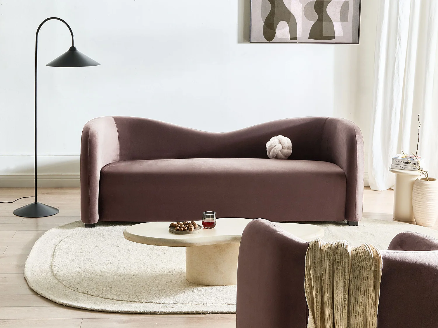 Canapé 3 places VELTADA Velours Marron foncé