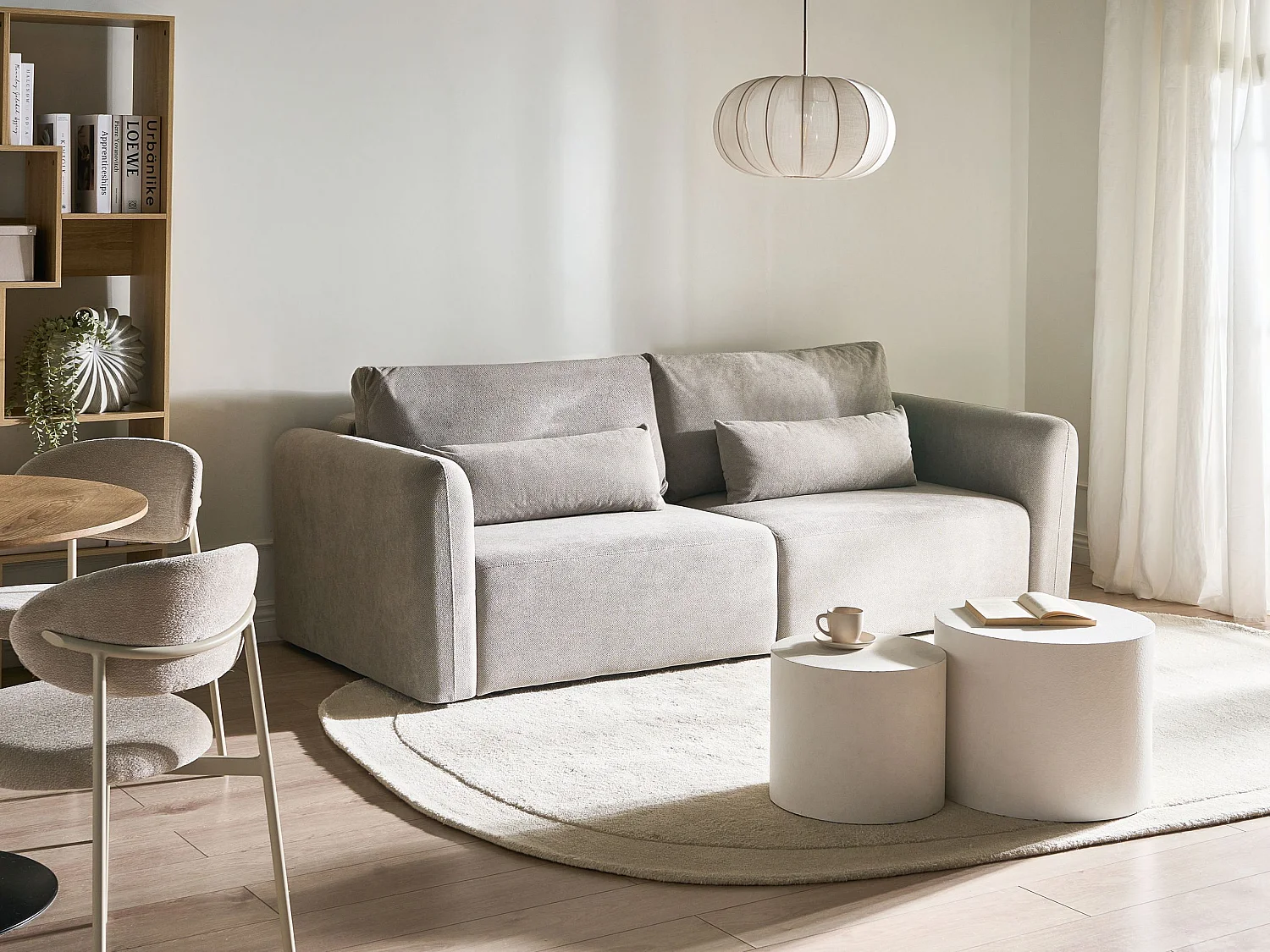 Canapé-lit 3 places VAXHOLM Tissu Gris avec rangement