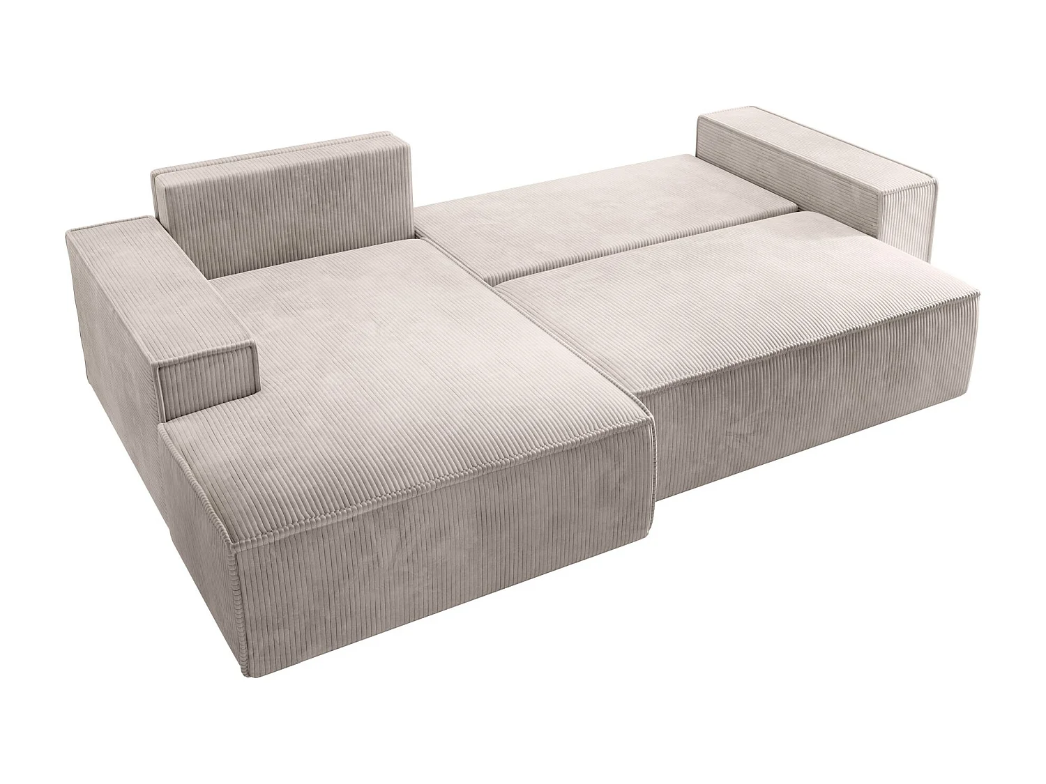 Canapé d’ convertible en velours côtelé avec coffre – crème – gauche – FARESE NEW