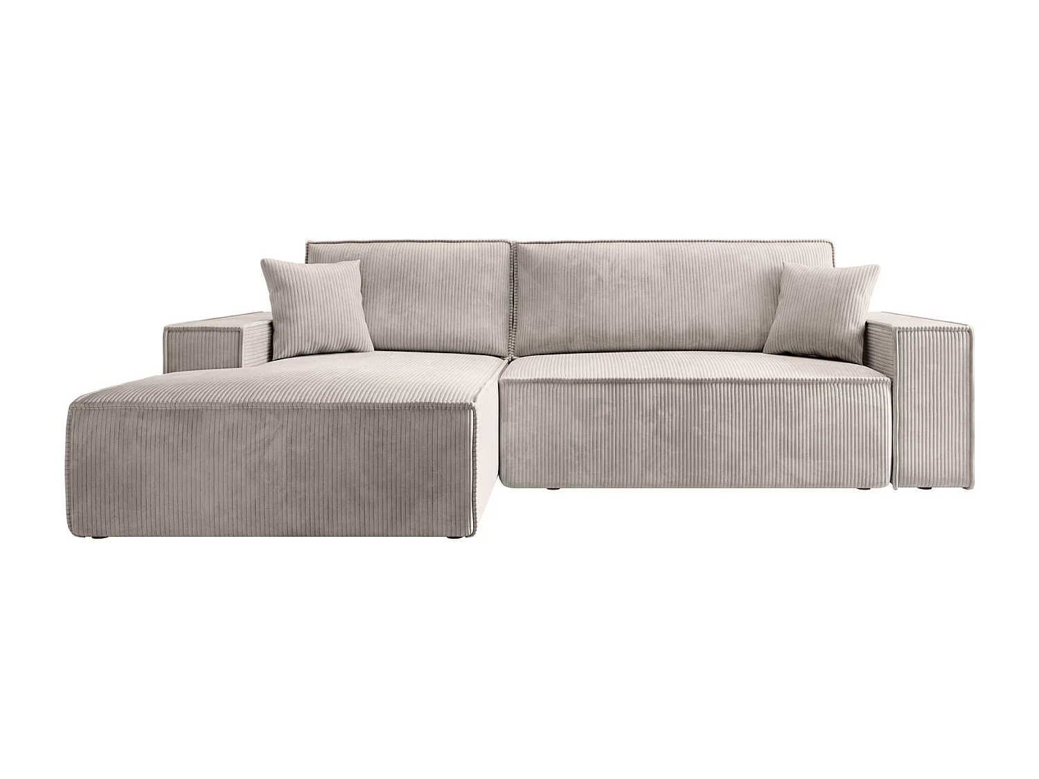 Canapé d’ convertible en velours côtelé avec coffre – crème – gauche – FARESE NEW