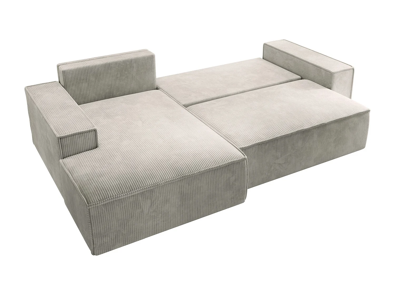 Canapé d’ convertible en velours côtelé avec coffre – crème – gauche – FARESE NEW