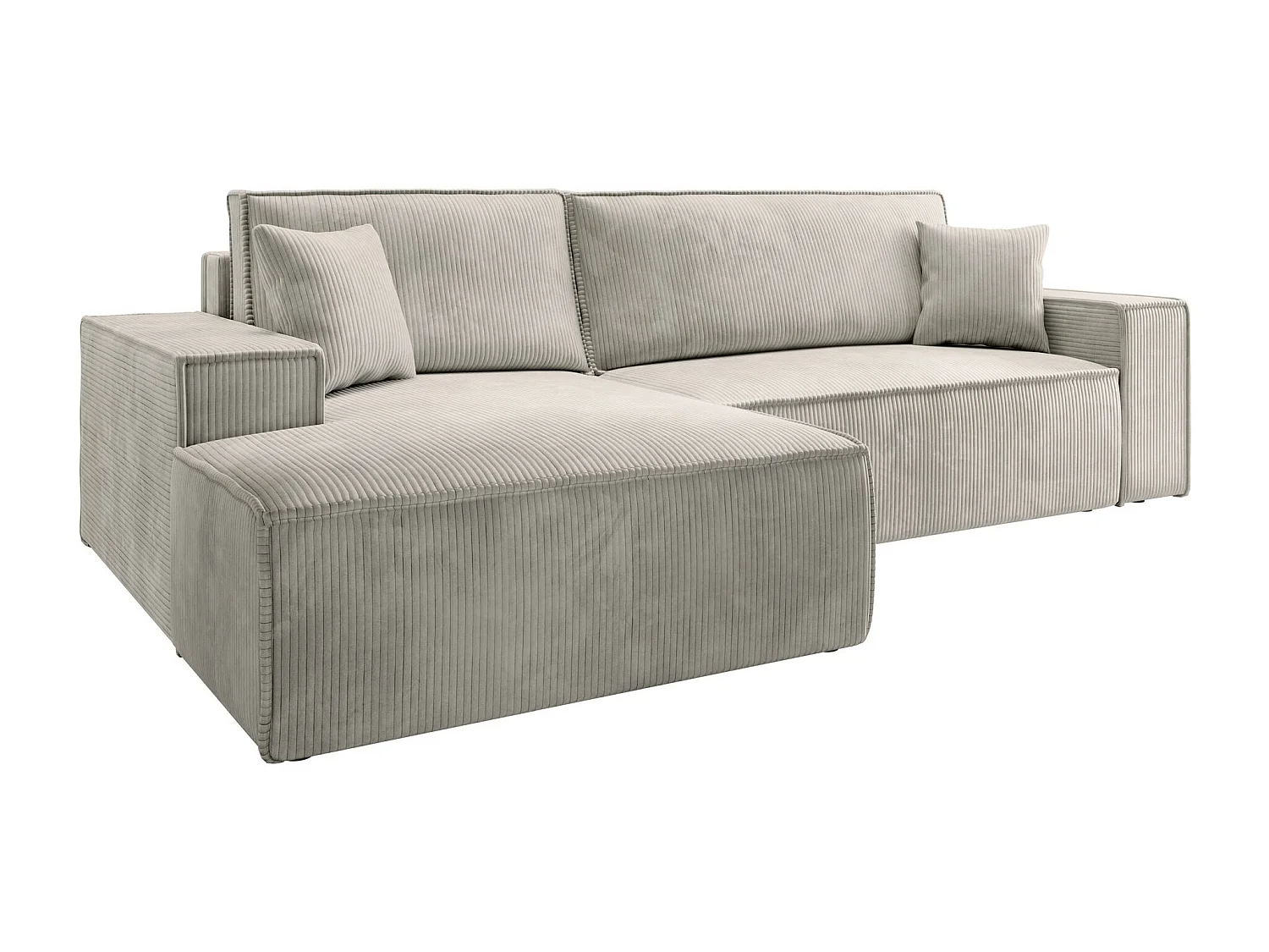 Canapé d’ convertible en velours côtelé avec coffre – crème – gauche – FARESE NEW