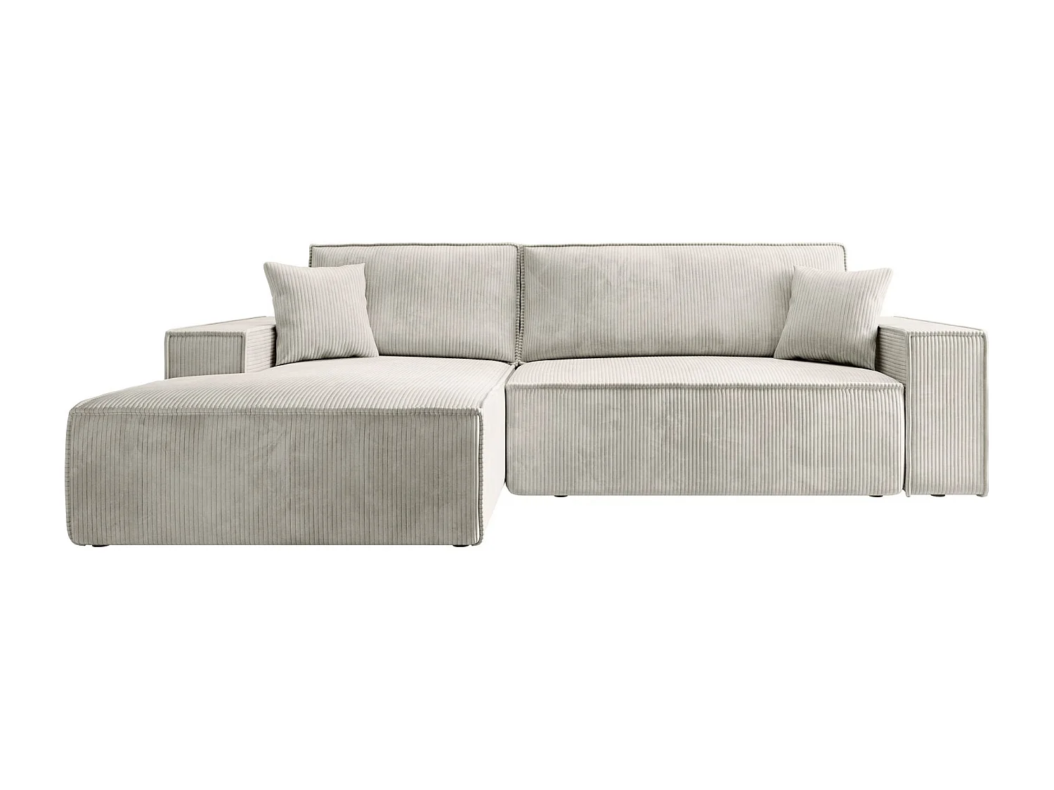 Canapé d’ convertible en velours côtelé avec coffre – crème – gauche – FARESE NEW