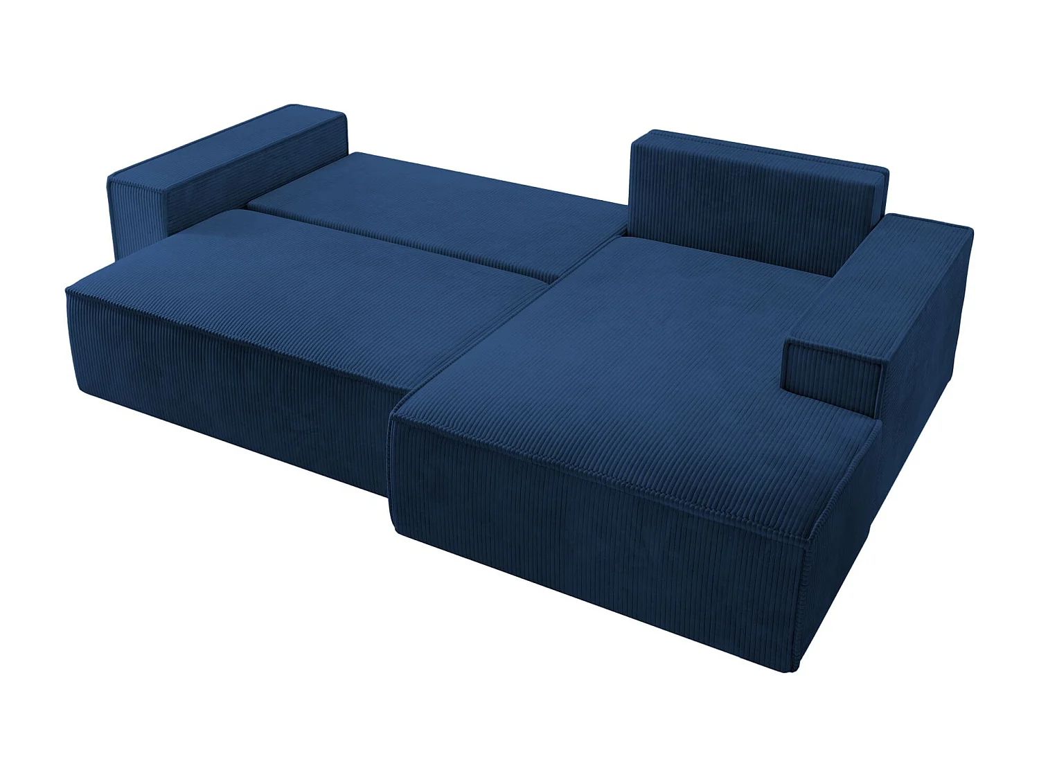 Canapé d’ convertible en velours côtelé avec coffre – bleu marine – droit – FARESE NEW