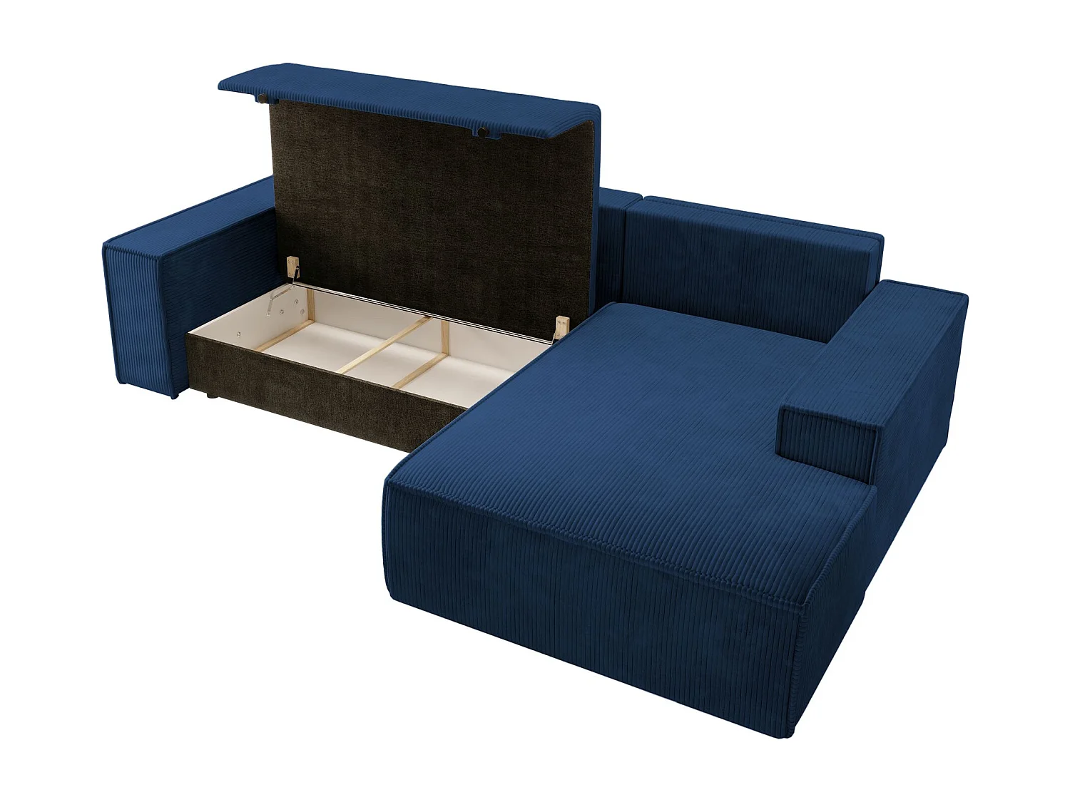 Canapé d’ convertible en velours côtelé avec coffre – bleu marine – droit – FARESE NEW