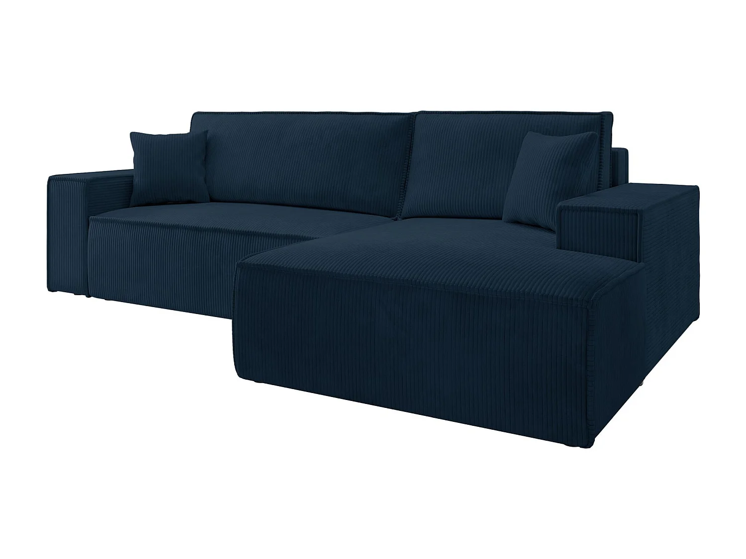 Canapé d’ convertible en velours côtelé avec coffre – bleu marine – droit – FARESE NEW