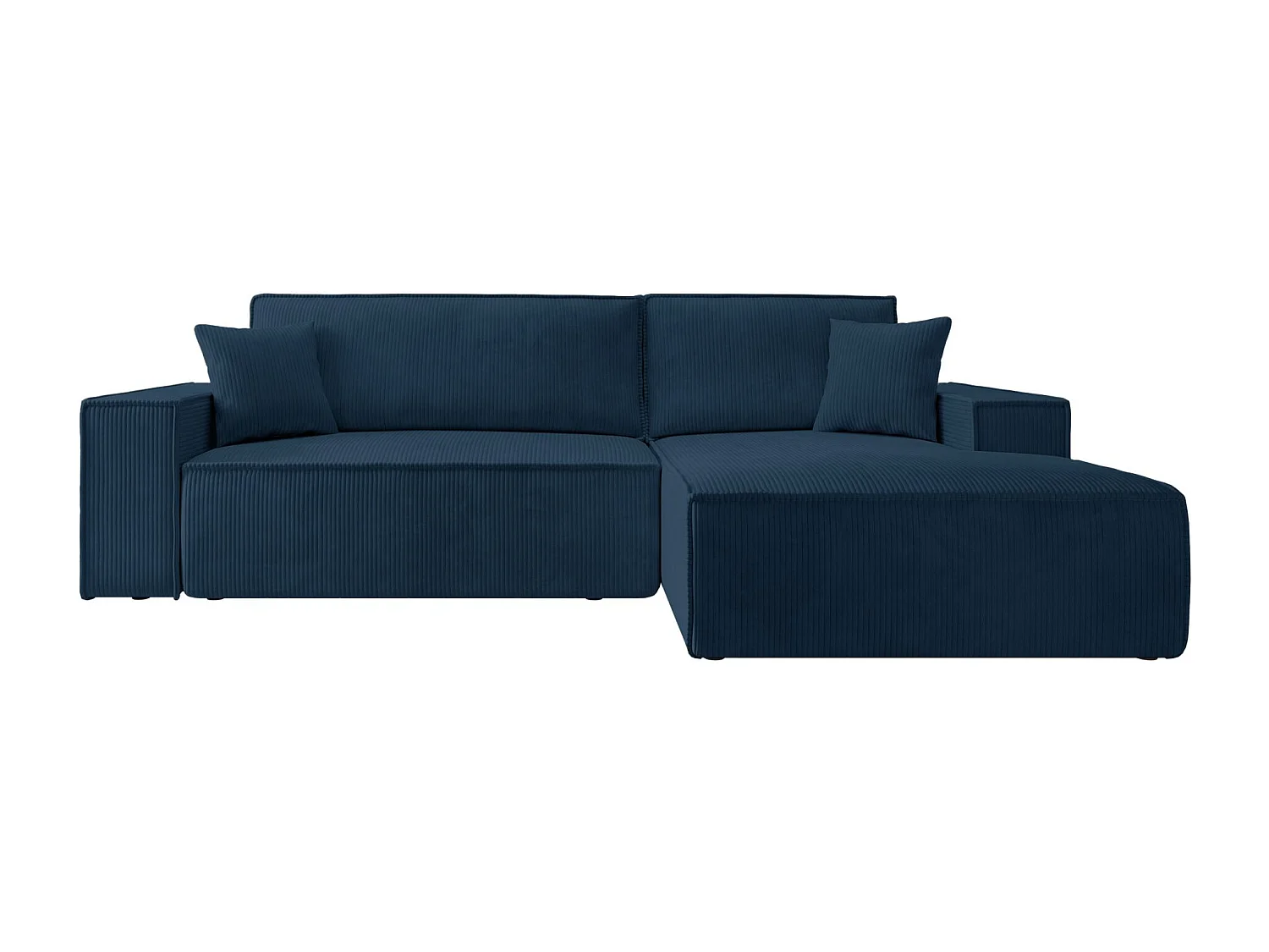 Canapé d’ convertible en velours côtelé avec coffre – bleu marine – droit – FARESE NEW