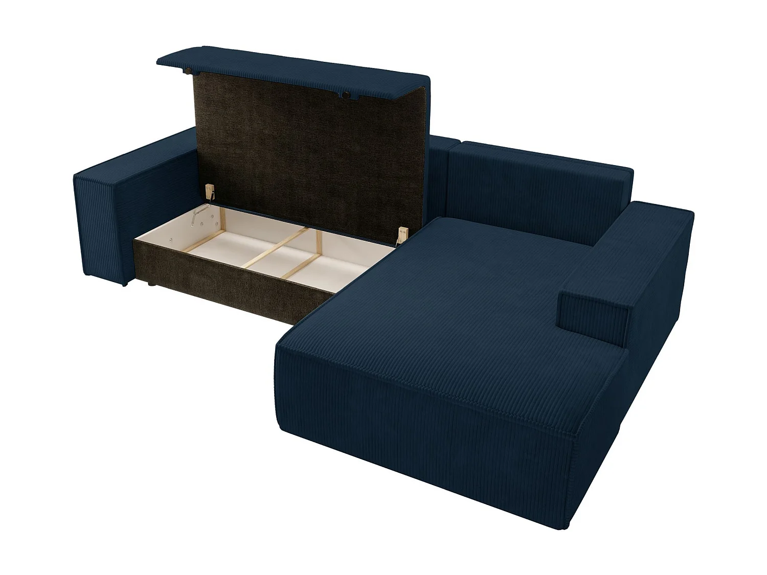 Canapé d’ convertible en velours côtelé avec coffre – bleu marine – droit – FARESE NEW