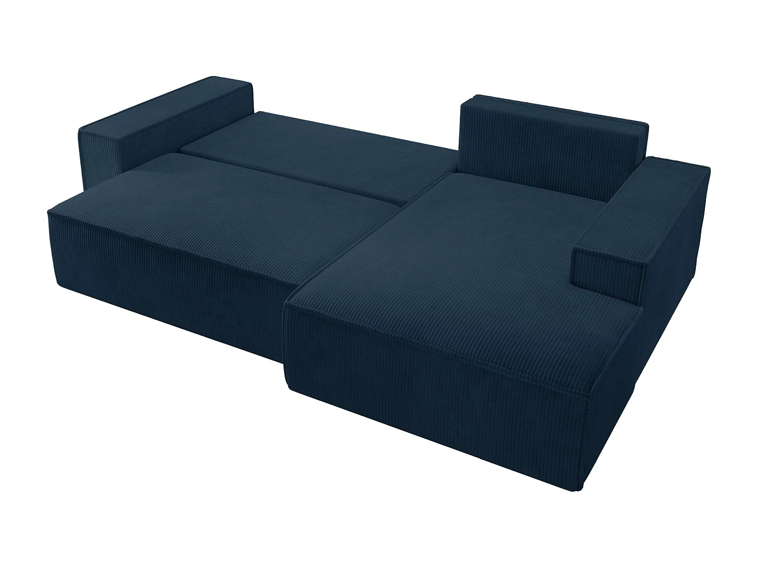 Canapé d’ convertible en velours côtelé avec coffre – bleu marine – droit – FARESE NEW