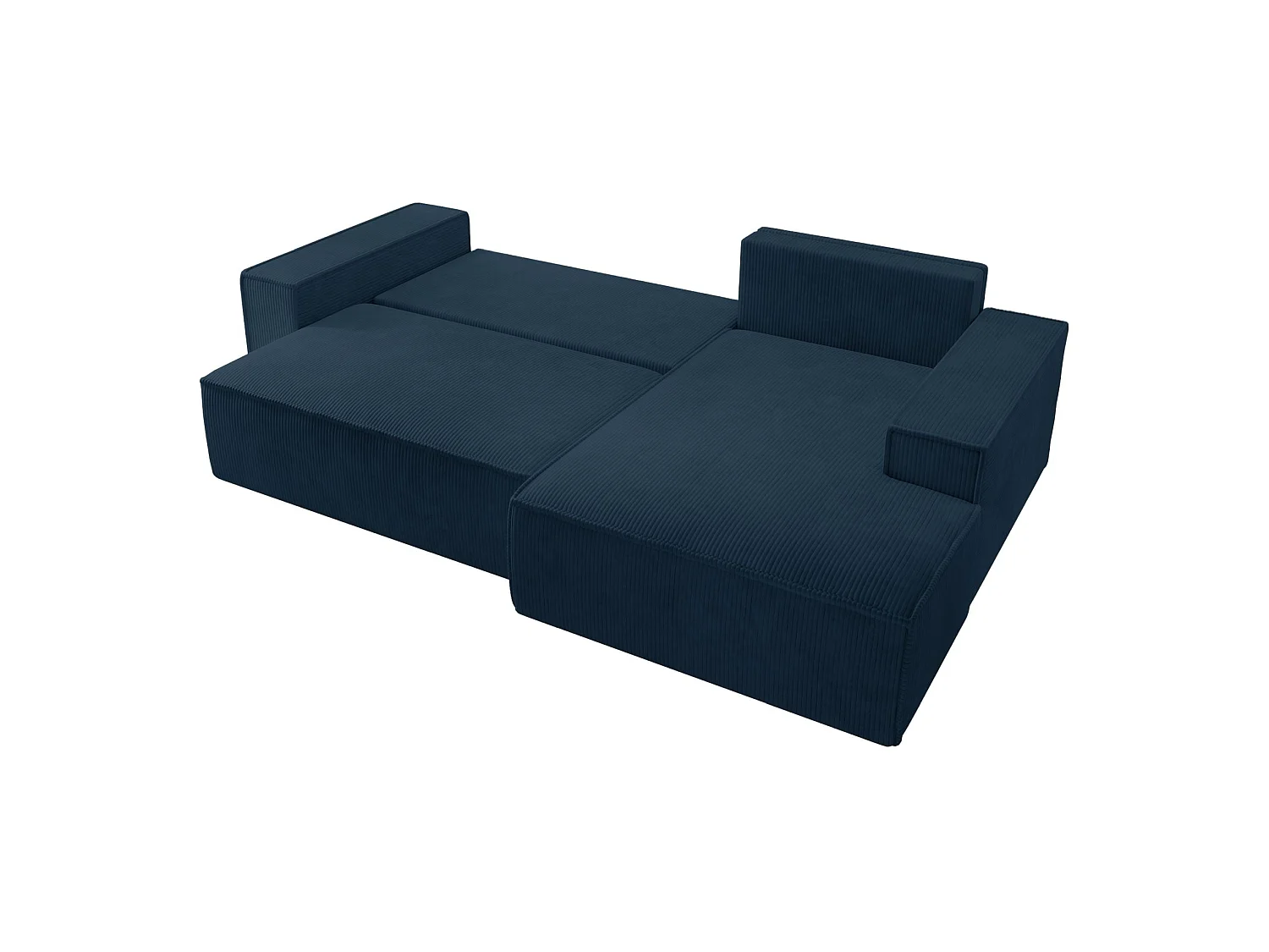 Canapé d’ convertible en velours côtelé avec coffre – bleu marine – droit – FARESE NEW