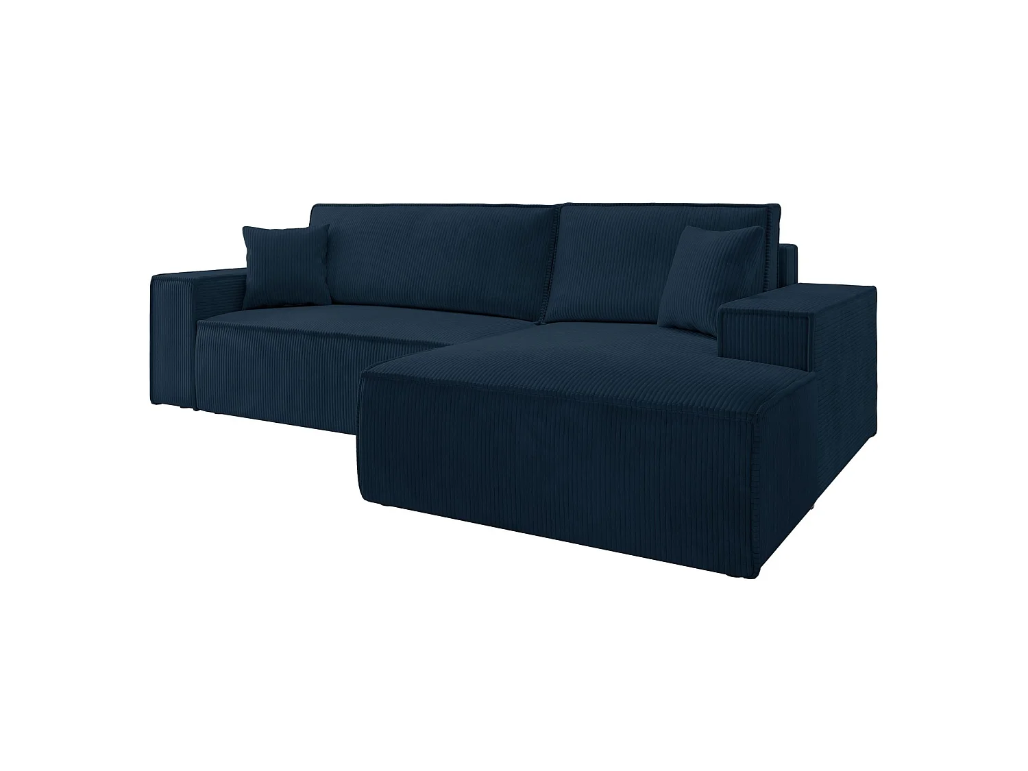 Canapé d’ convertible en velours côtelé avec coffre – bleu marine – droit – FARESE NEW