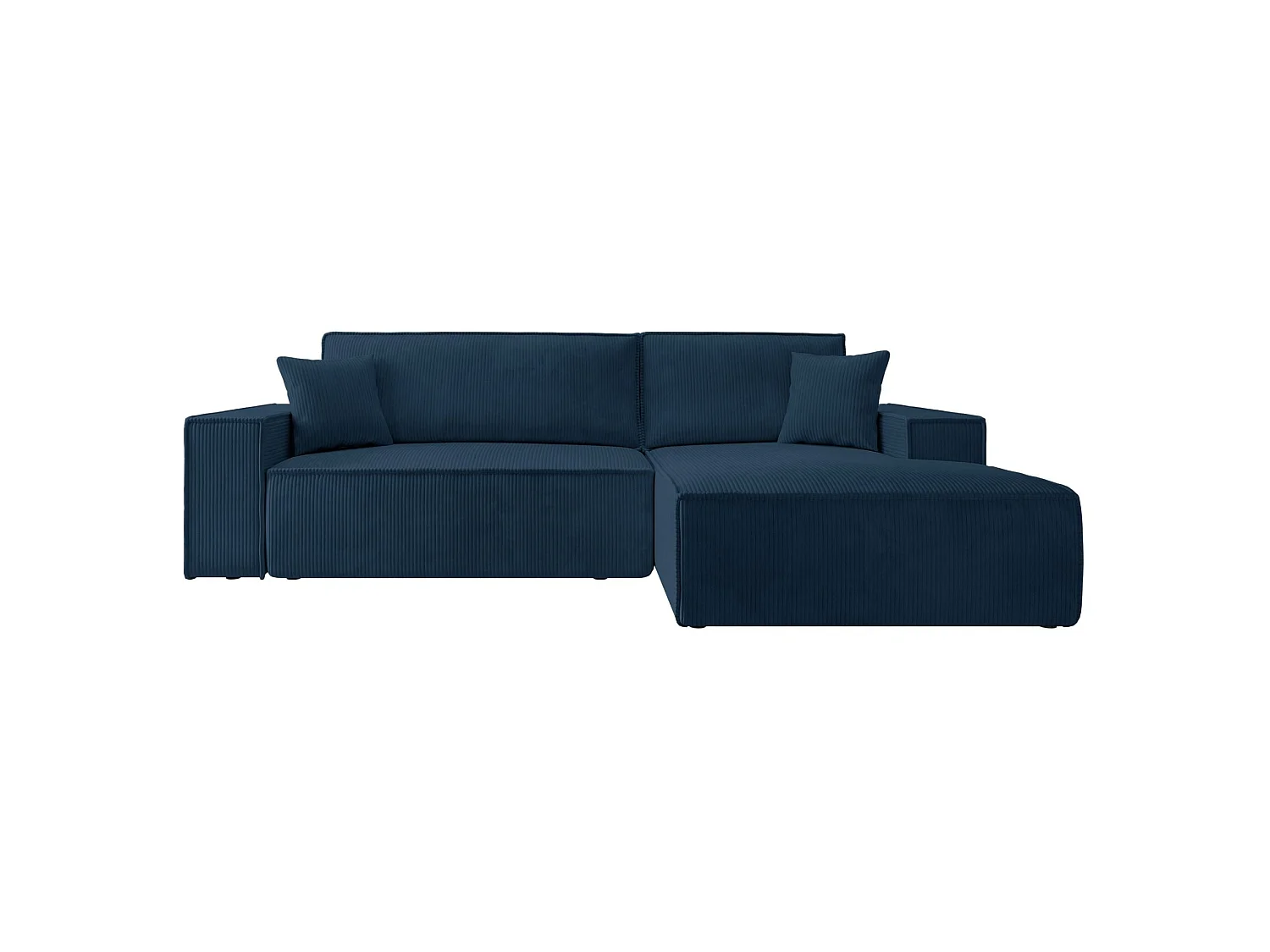 Canapé d’ convertible en velours côtelé avec coffre – bleu marine – droit – FARESE NEW