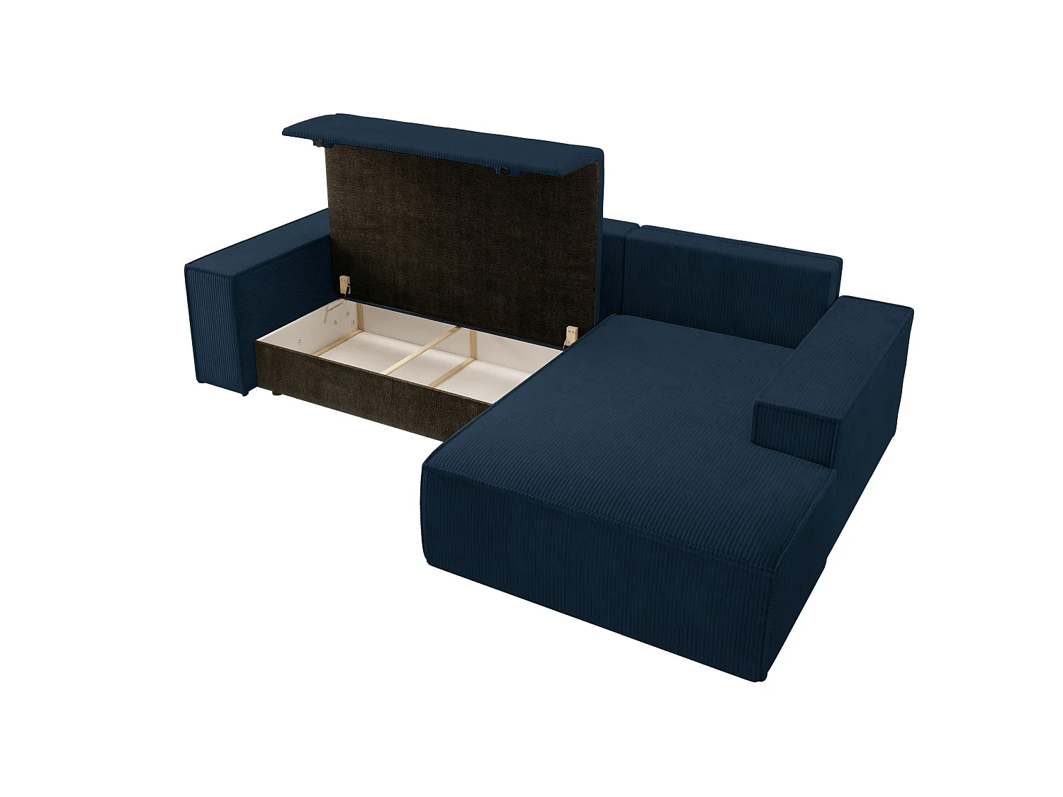 Canapé d’ convertible en velours côtelé avec coffre – bleu marine – droit – FARESE NEW