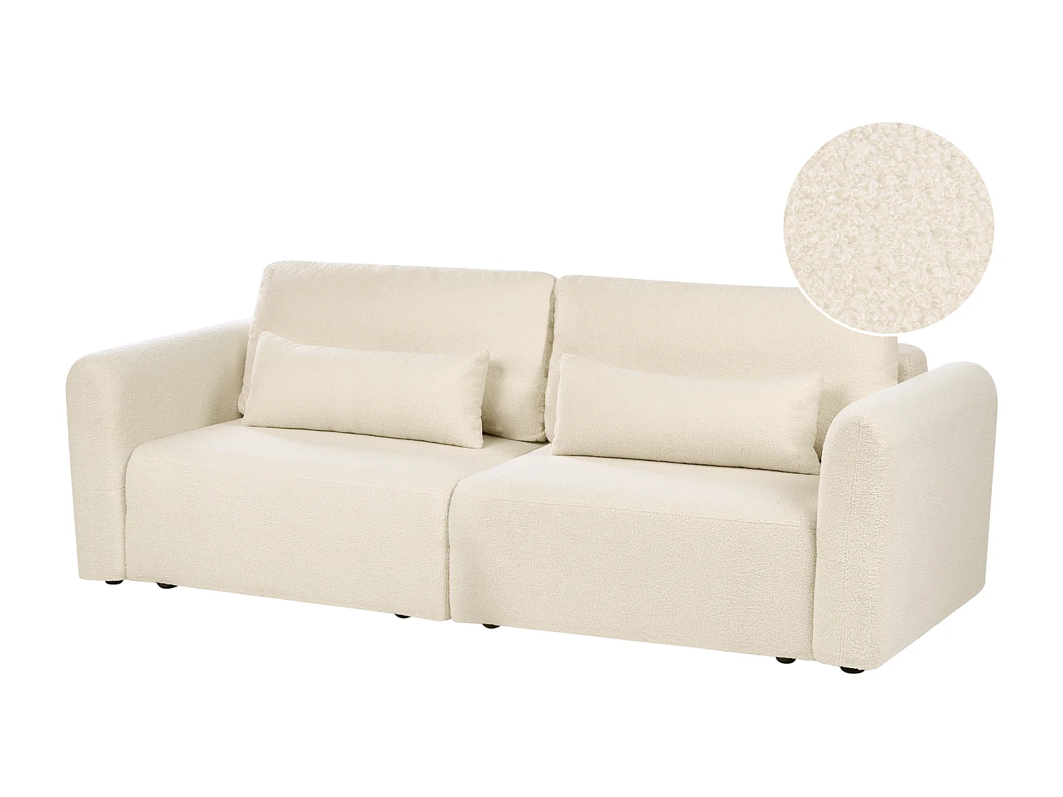 Canapé-lit 3 places VAXHOLM Bouclé Blanc cassé avec rangement