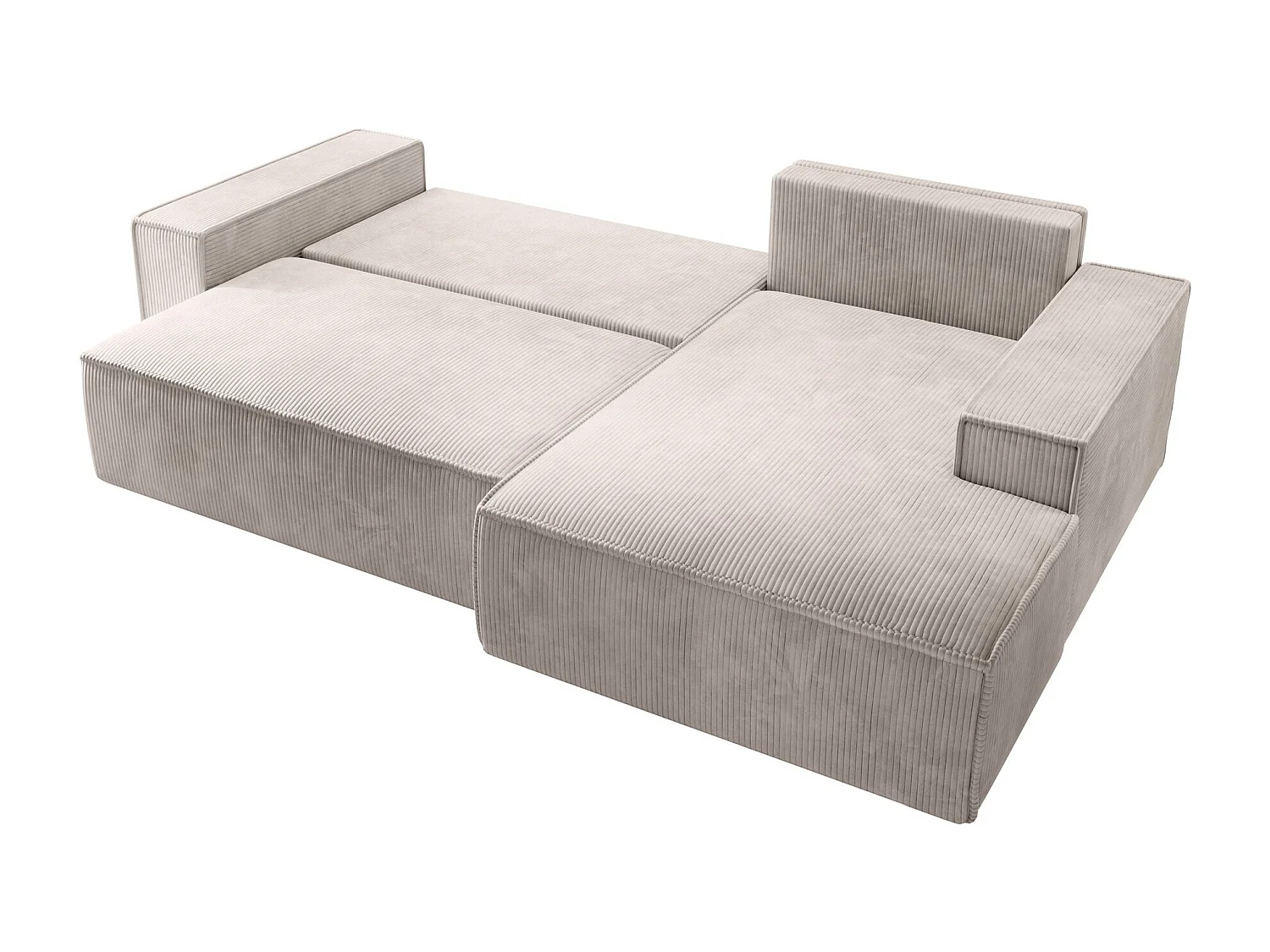 Canapé d’ convertible en velours côtelé avec coffre – crème – droit – FARESE NEW