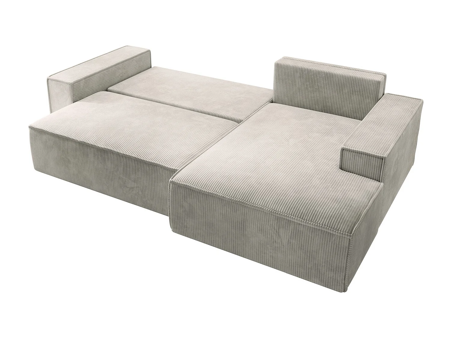 Canapé d’ convertible en velours côtelé avec coffre – crème – droit – FARESE NEW