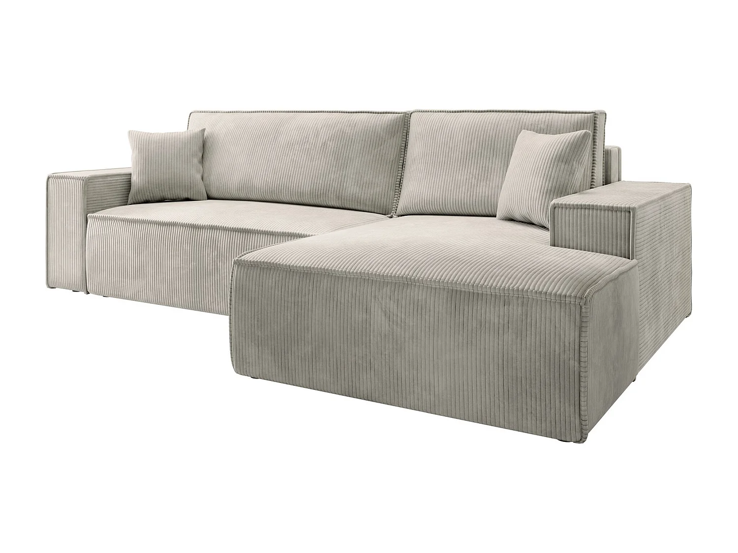 Canapé d’ convertible en velours côtelé avec coffre – crème – droit – FARESE NEW