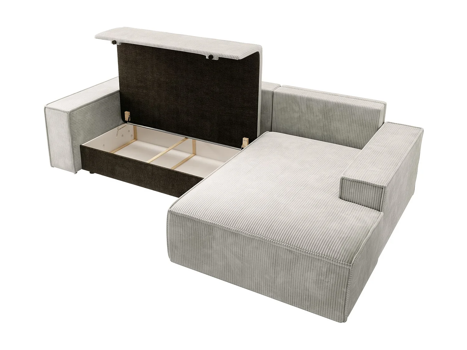 Canapé d’ convertible en velours côtelé avec coffre – crème – droit – FARESE NEW