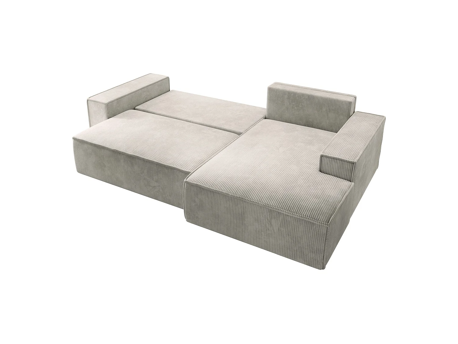 Canapé d’ convertible en velours côtelé avec coffre – crème – droit – FARESE NEW