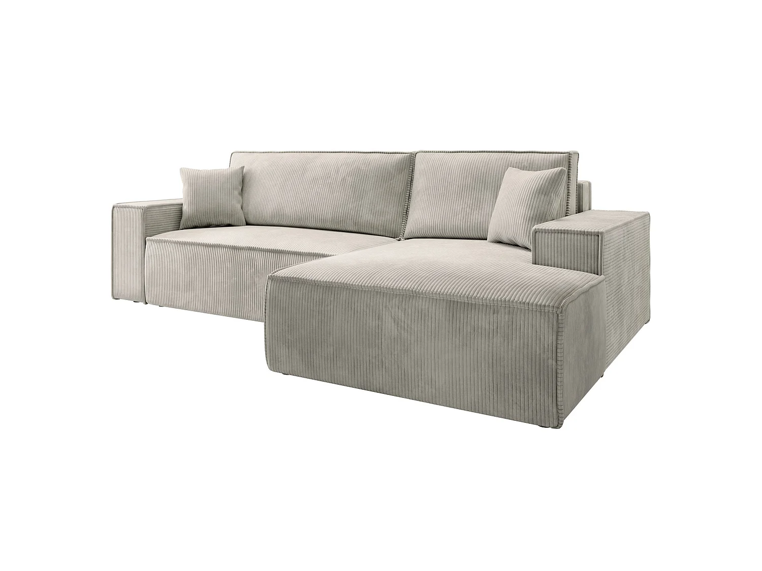 Canapé d’ convertible en velours côtelé avec coffre – crème – droit – FARESE NEW