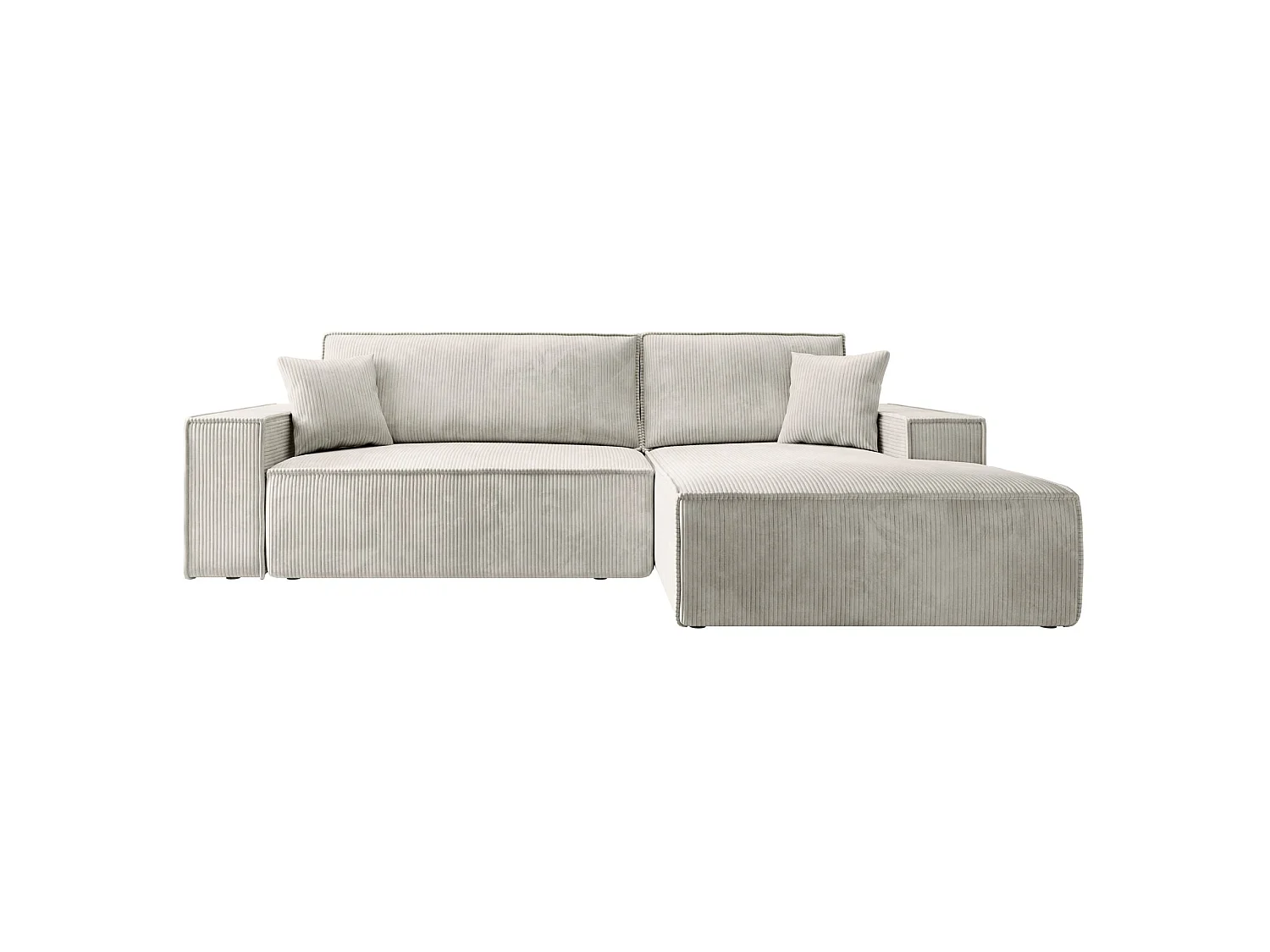 Canapé d’ convertible en velours côtelé avec coffre – crème – droit – FARESE NEW