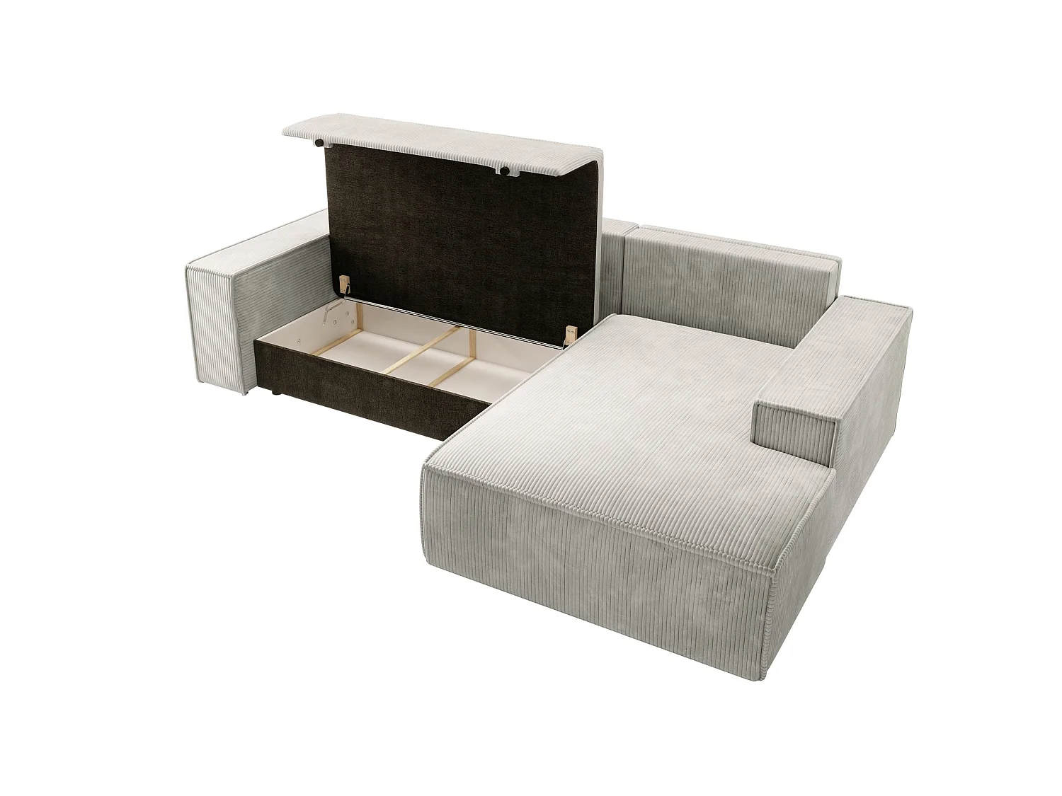 Canapé d’ convertible en velours côtelé avec coffre – crème – droit – FARESE NEW