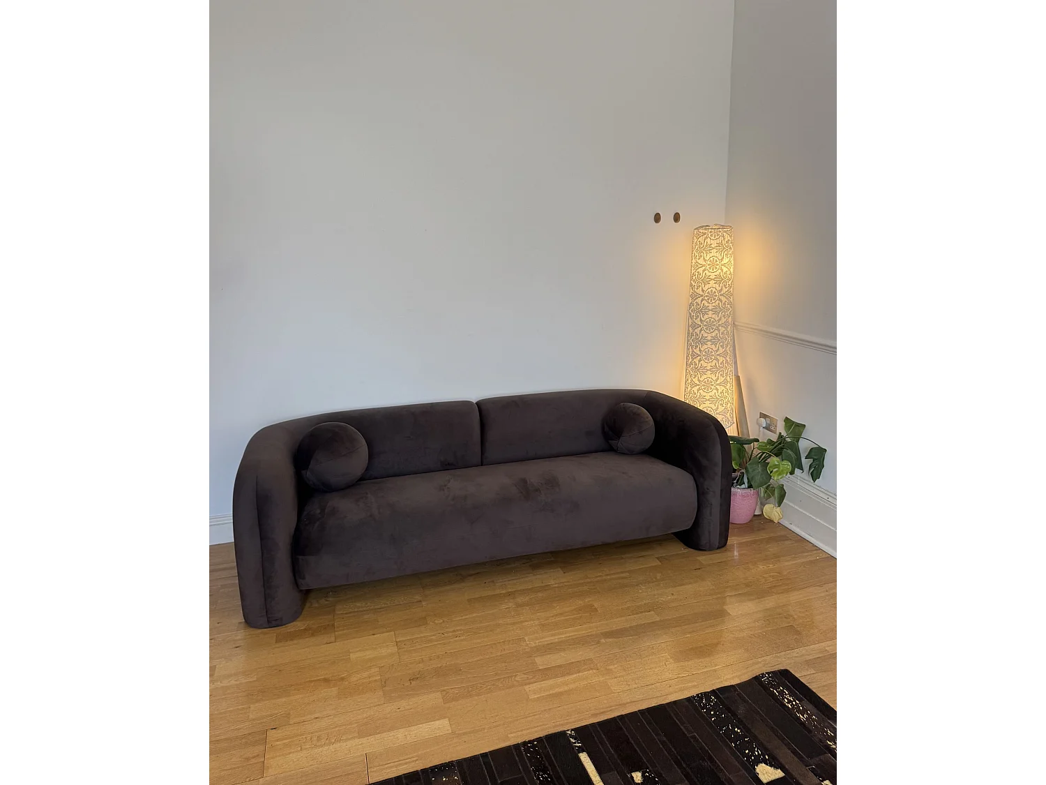 Sofa 3 Seater LEIREN Velvet Dark Brown