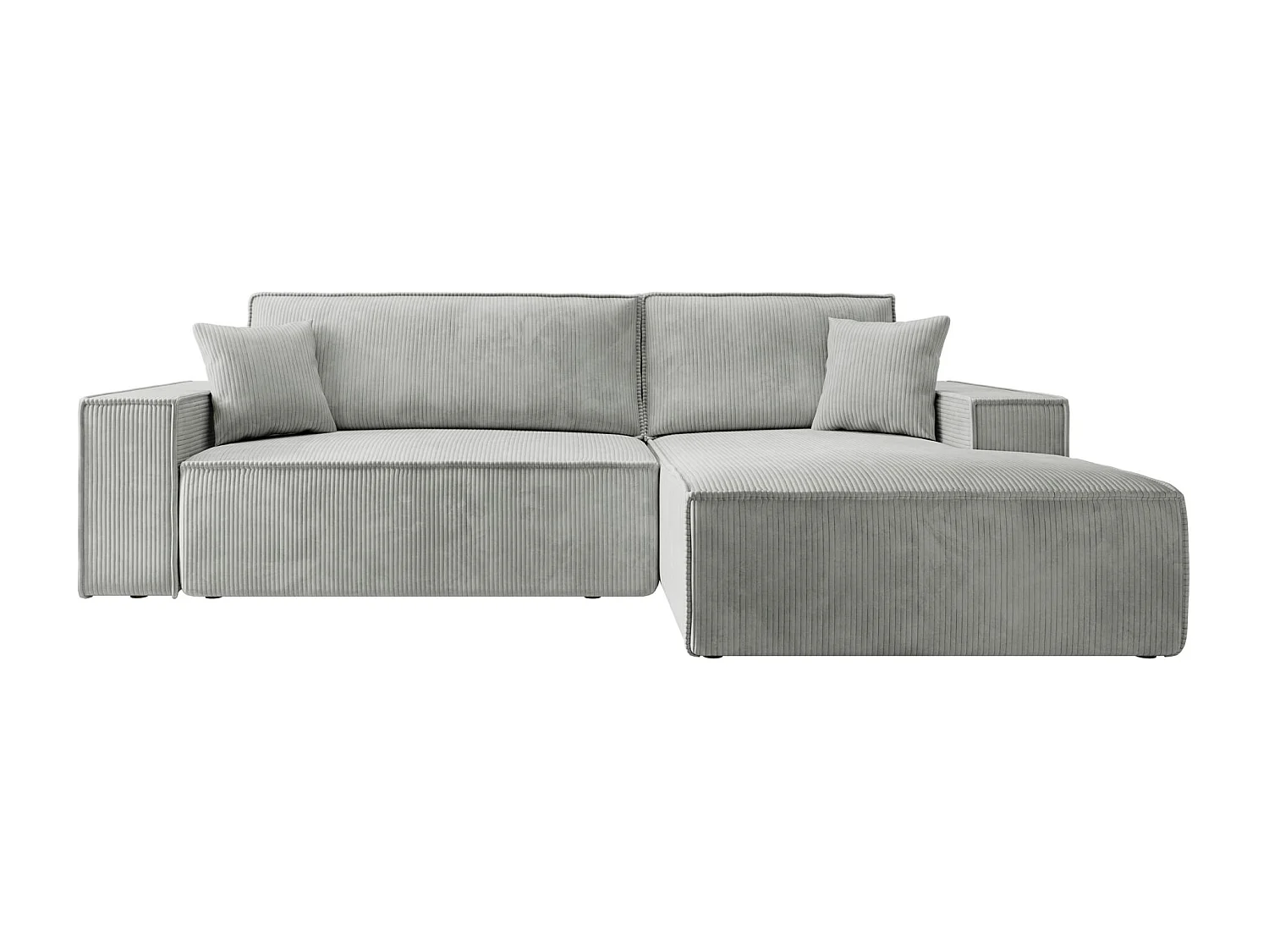 Canapé d’ convertible en velours côtelé avec coffre – gris clair – droit – FARESE NEW